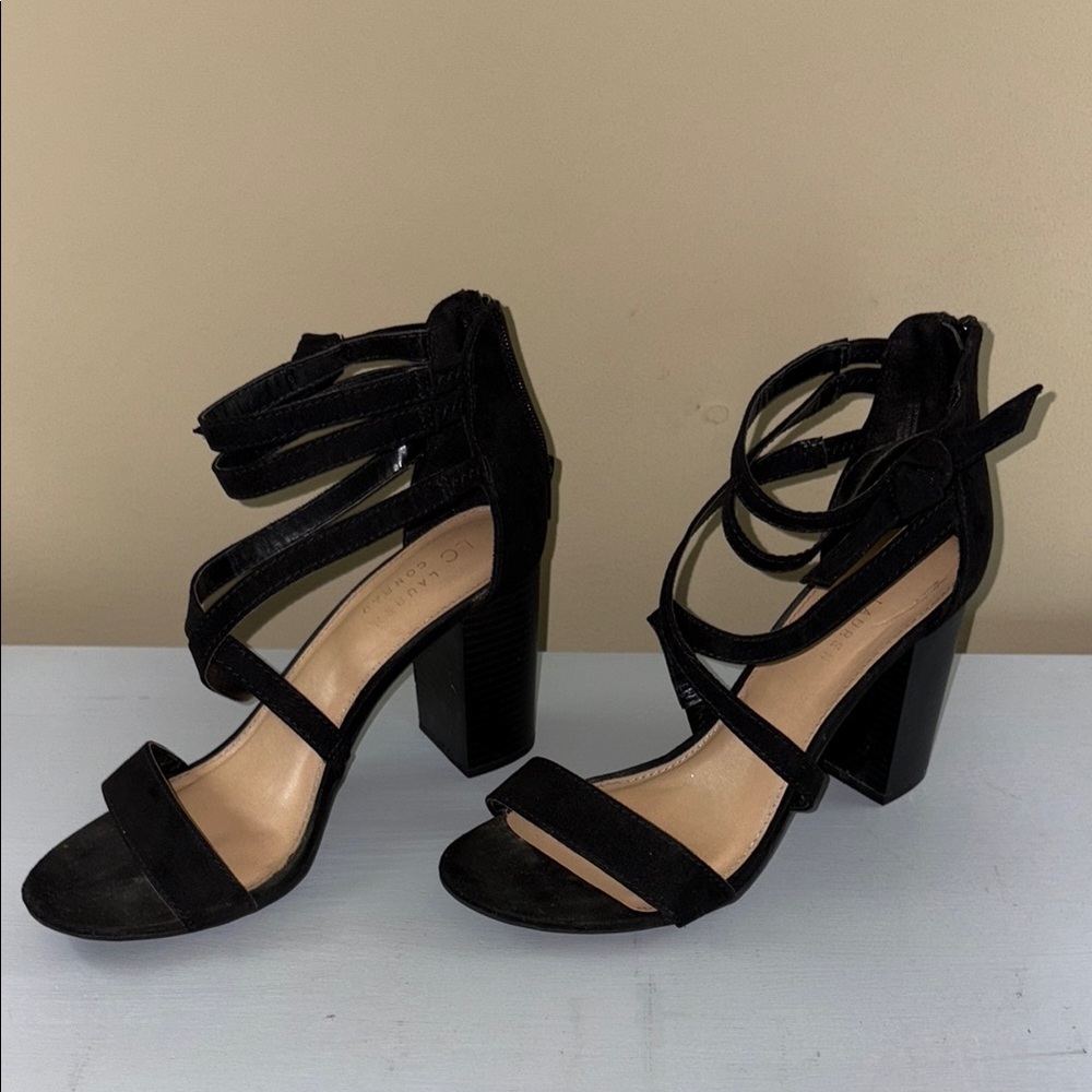 LC Lauren Conrad Black Heeled Sandals